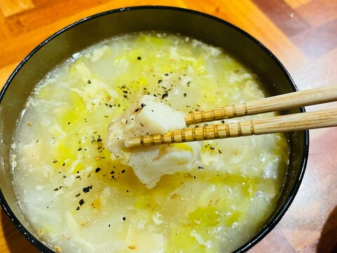 白菜と厚揚げのとろ卵スープ